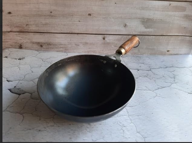 EARTHBOUND Iron Wok 8 inch with Strong Wooden HandleMade with Pure IronNaturally Non StickpreSeasonedno Chemical CoatingNon Toxic - Image 3