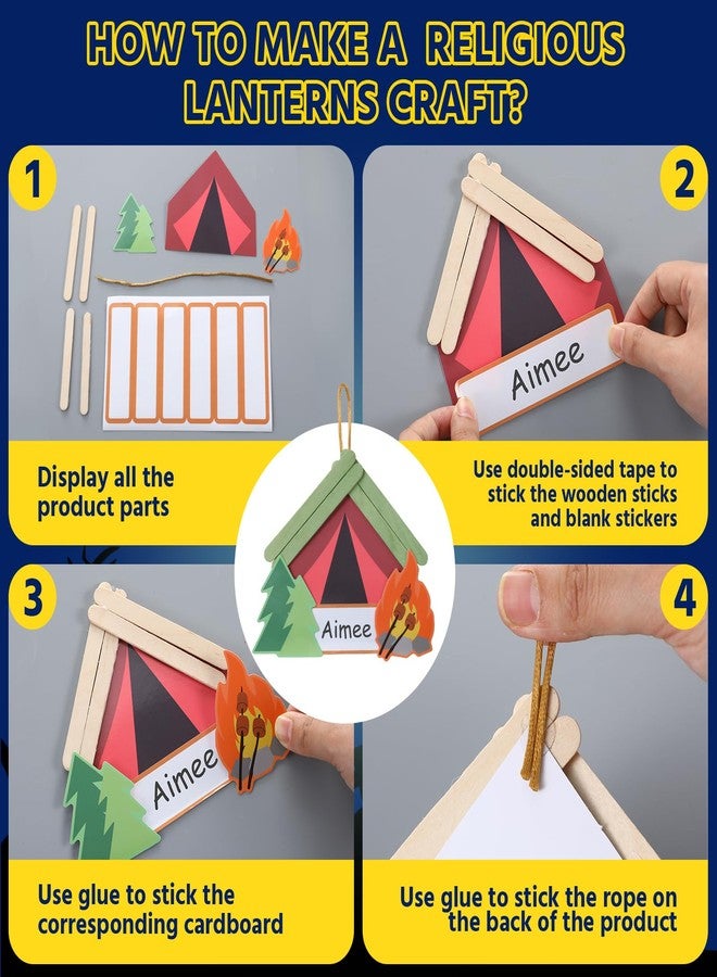 Geelin 24 Sets Camp Crafts Camping Wood Frame Crafts Stick Kit DIY Picture Frame Gifts Bulk Camping Party Favor Hanging Ornaments for VBS Sunday School Home Activities Party Supplies - Image 4