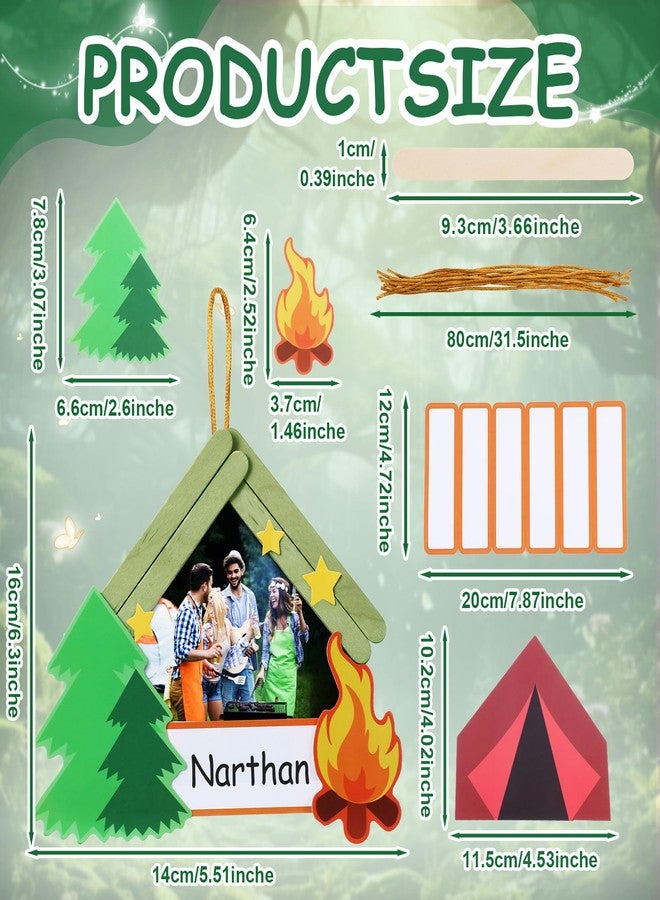 Geelin 24 Sets Camp Crafts Camping Wood Frame Crafts Stick Kit DIY Picture Frame Gifts Bulk Camping Party Favor Hanging Ornaments for VBS Sunday School Home Activities Party Supplies - Image 2