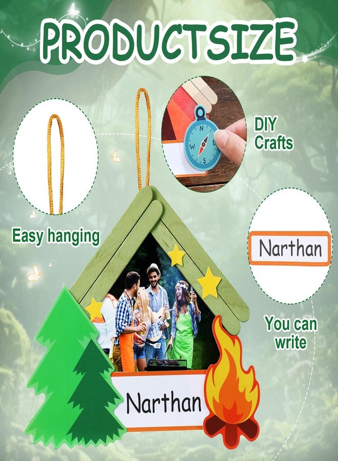 Geelin 24 Sets Camp Crafts Camping Wood Frame Crafts Stick Kit DIY Picture Frame Gifts Bulk Camping Party Favor Hanging Ornaments for VBS Sunday School Home Activities Party Supplies - Image 3