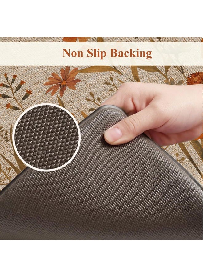 KIMODE Fall Kitchen Mats Cushioned Anti Fatigue, Orange Farmhouse Kitchen Rugs Sets of 2, Non Slip Kitchen Mats for Floor, Padded Kitchen Floor Mats for Sink Laundry Office Desk 17"x47"+17"x29" - Image 5