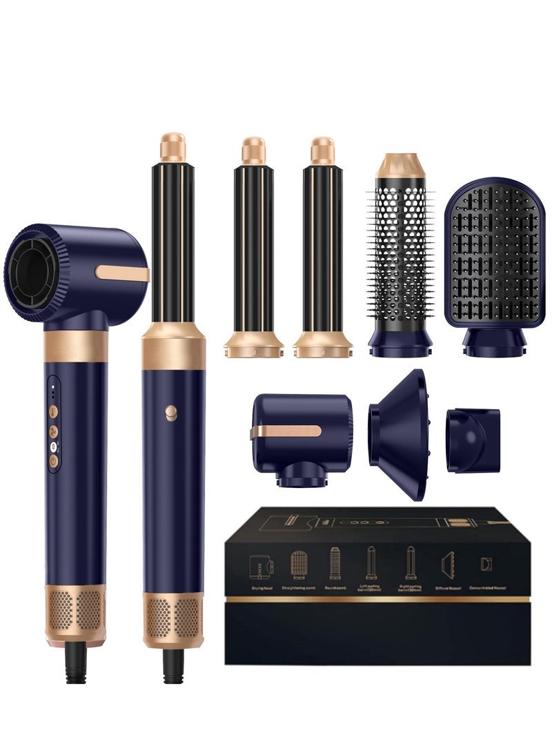 UKLISS 7-in-1 Hair Dryer Brush and Styling Tool Set, Hair Streightening Brushes, Hot Air Curler, for Drying, Combing, Curling, and Straightening Hair, 1400W, 110,000 RPM Air Curler Suitable for Ion-Enhanced Hair Dryer with three Temperature Levels and Cold Air Salon-Quality Styling Black Gift box - Image 1