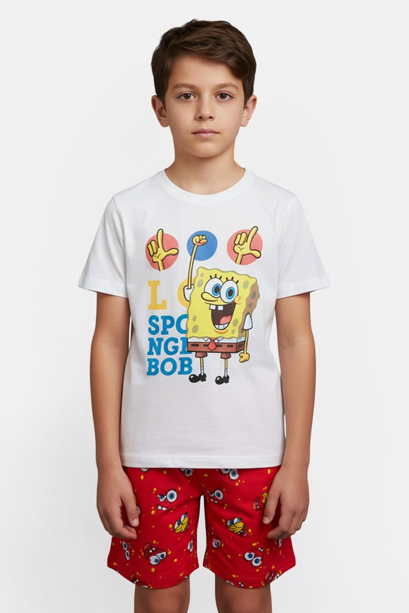 nickelodeon طقم بيجامة للأطفال الأولاد مكون من 2 قطعة تي شيرت بأكمام قصيرة وشورت سبونجبوب، متعدد الألوان - Image 1