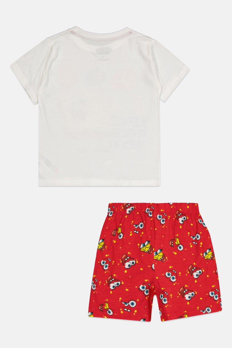 nickelodeon طقم بيجامة للأطفال الأولاد مكون من 2 قطعة تي شيرت بأكمام قصيرة وشورت سبونجبوب، متعدد الألوان - Image 3