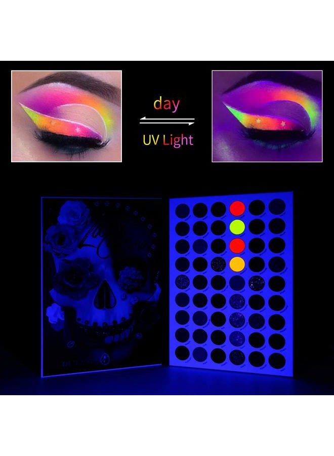 BEUSELF Highly Pigmented Neon Eyeshadow Palette,54 Colors Matte Shimmer Glitter Vibrant Blacklight Makeup Palettes Glow In The Dark Makeup, Blendable Waterproof Rainbow Uv Hypoallergenic Makeup Pallet  - Image 2
