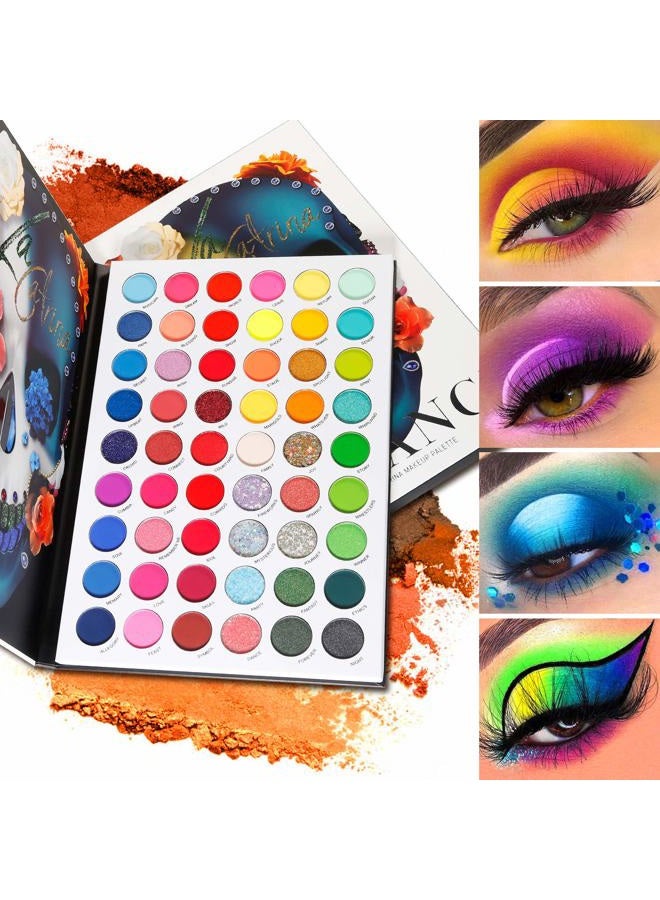 BEUSELF Highly Pigmented Neon Eyeshadow Palette,54 Colors Matte Shimmer Glitter Vibrant Blacklight Makeup Palettes Glow In The Dark Makeup, Blendable Waterproof Rainbow Uv Hypoallergenic Makeup Pallet  - Image 5