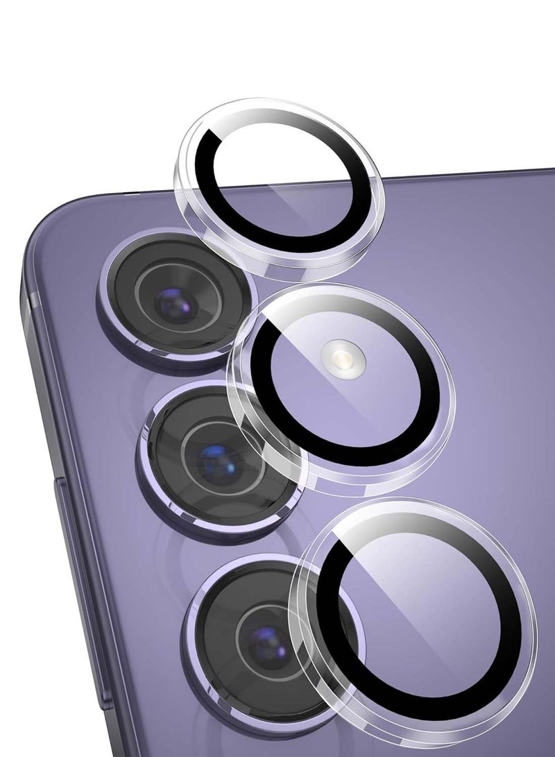 Wtech Samsung Galaxy S25 2025 Premium Alloy Ring Camera Lens Tempered Glass Protector Shield (MLGITR) - Clear - Image 1