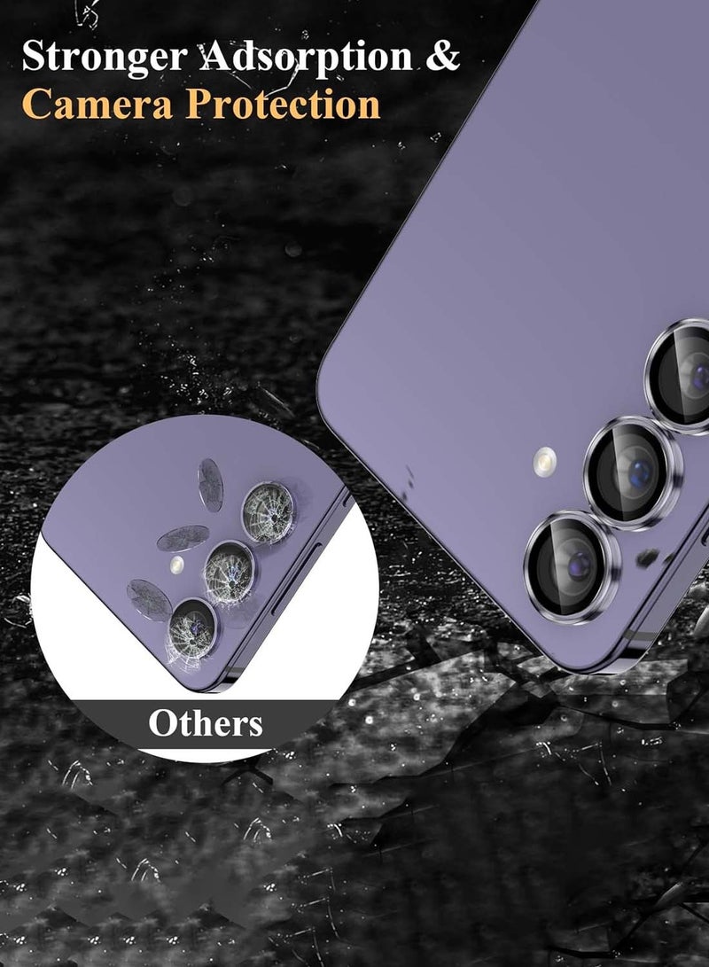 Wtech Samsung Galaxy S25 2025 Premium Alloy Ring Camera Lens Tempered Glass Protector Shield (MLGITR) - Clear - Image 3