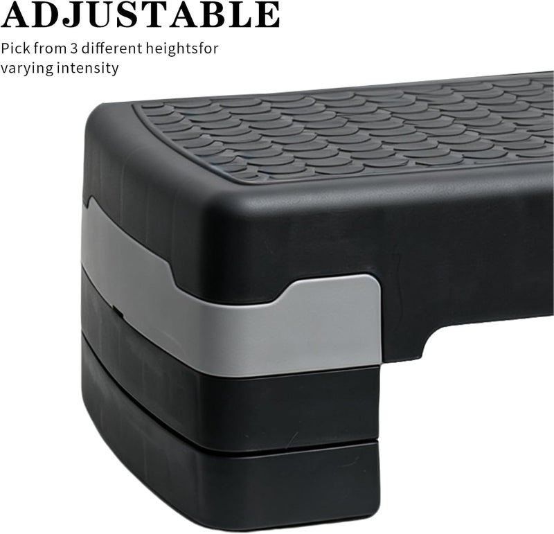 UREVO Adjustable Stepper Platform – 3 Layer Non-Slip Fitness Step for Cardio & Strength Training – Black/Gray - Image 5