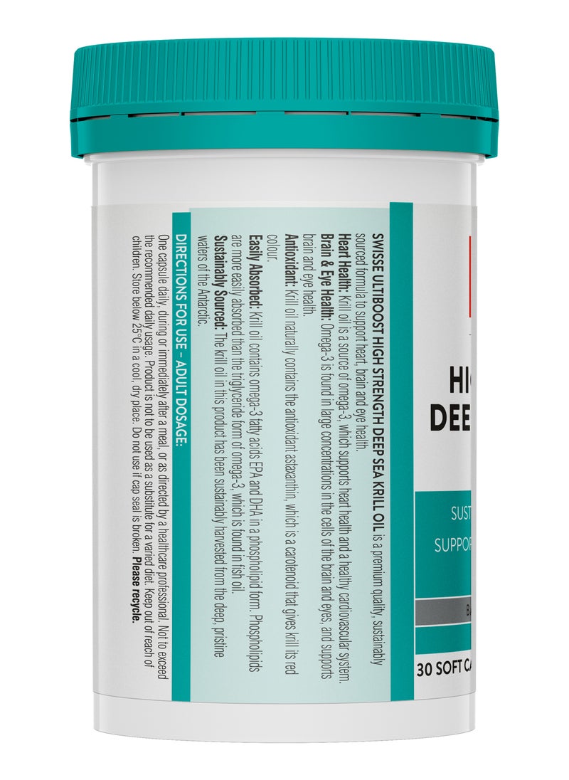 Swisse - Ultiboost High Strength Deep Sea Krill Oil 1000 Mg, Sustainably sourced krill oil Suports heart, BRAIN & Eye health easyly absorbed, Based on scientific evidence, omega 3, 30 Capsules - Image 1