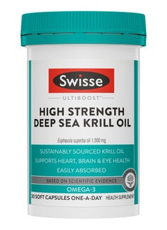 Ultiboost High Strength Deep Sea Krill Oil 1000 Mg, Sustainably sourced krill oil Suports heart, BRAIN & Eye health easyly absorbed, Based on scientific evidence, omega 3, 30 Capsules