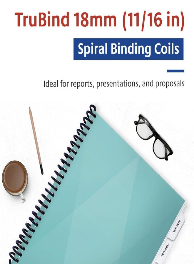 TruBind 18mm (11/16 in.) Spiral Binding Coils for Reports, Presentations and Proposals | 4:1 Pitch | 12 in. Length | Black | 155 Sheets Binding Capacity | 100 Pack - Image 2