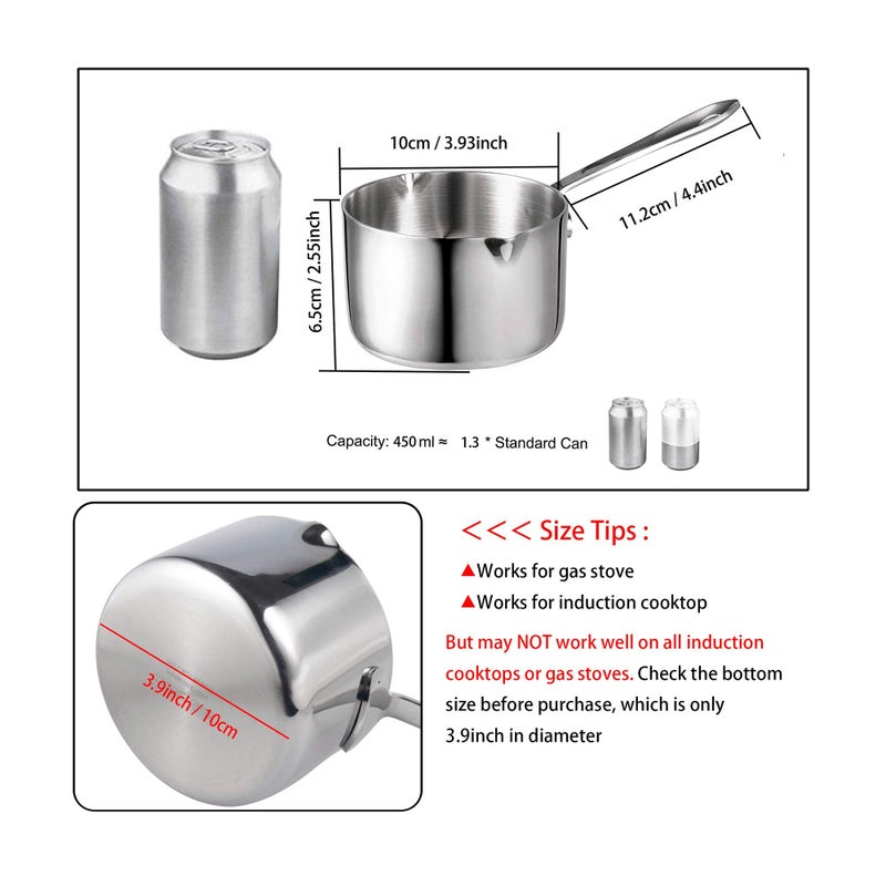 IMEEA 10oz/300ml Butter Coffee Milk Warmer Mini Butter Melting Pot with Dual Pour Spout 18/10 Tri-Ply Stainless Steel - Image 3