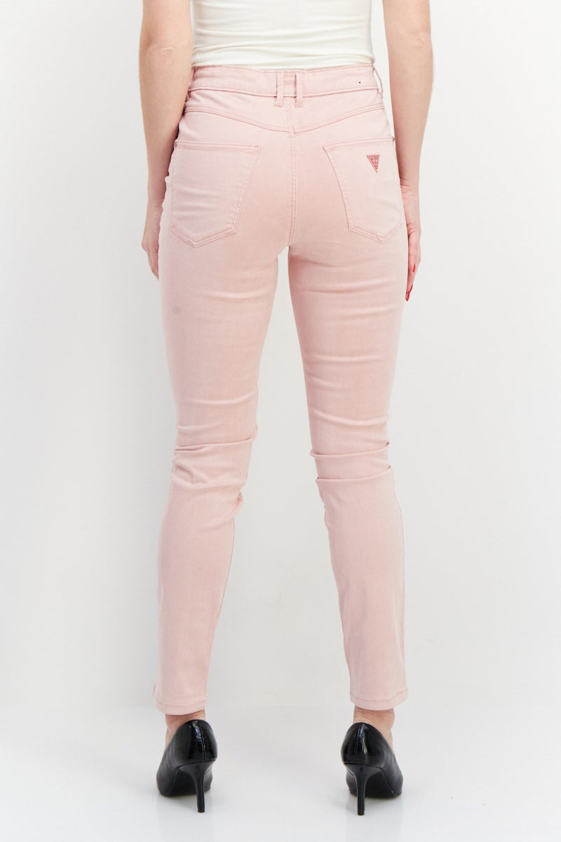 GUESS Women Skinny Fit Solid Denim Jeans, Pink - Image 3