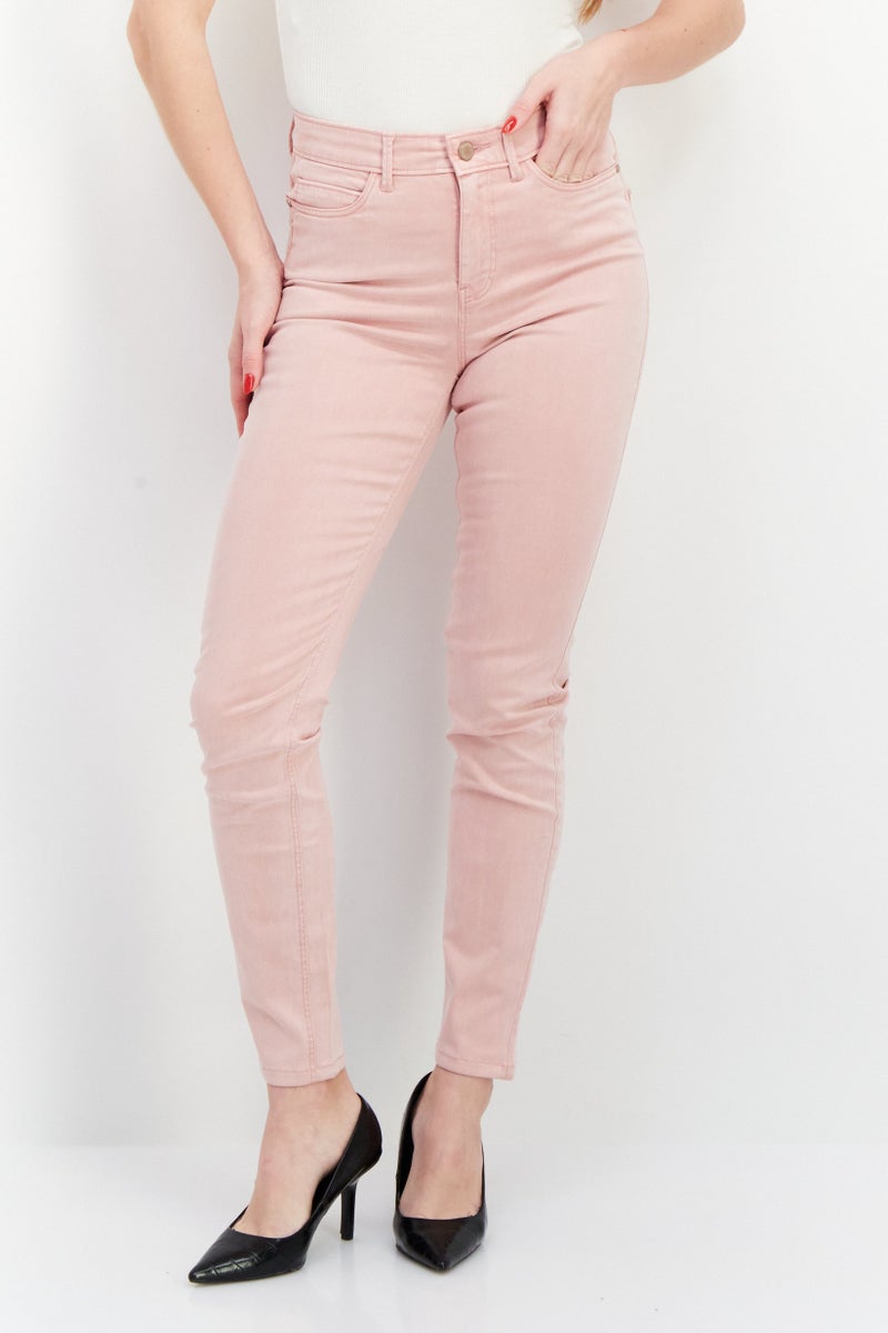 GUESS Women Skinny Fit Solid Denim Jeans, Pink - Image 1
