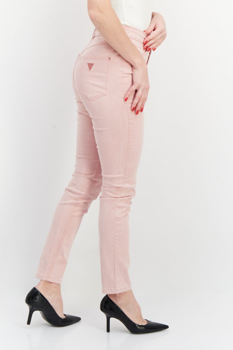 GUESS Women Skinny Fit Solid Denim Jeans, Pink - Image 2