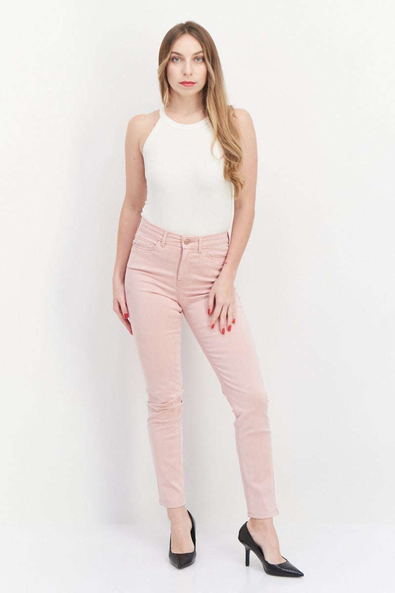 GUESS Women Skinny Fit Solid Denim Jeans, Pink - Image 4