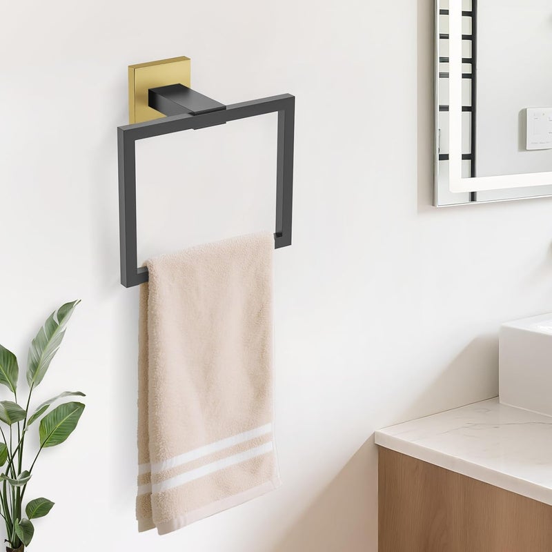 TURS 10-Piece Bathroom Hardware Accessories Set Black&Gold Towel Bar Holder Set SUS304 Stainless Steel Towel Racks for Bathroom Wall Mounted, 23.6-Inch - Image 5