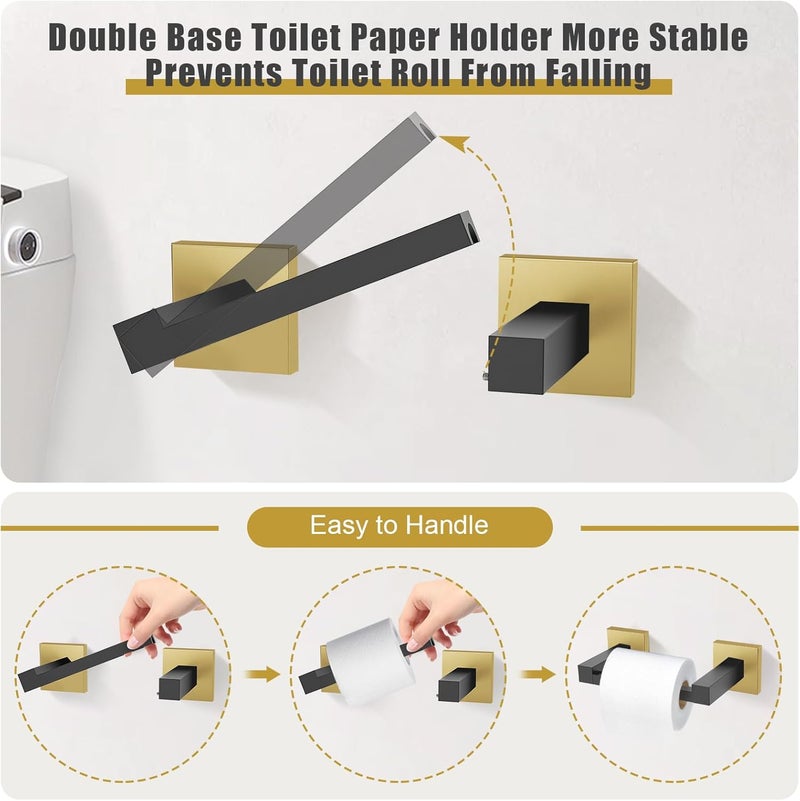 TURS 10-Piece Bathroom Hardware Accessories Set Black&Gold Towel Bar Holder Set SUS304 Stainless Steel Towel Racks for Bathroom Wall Mounted, 23.6-Inch - Image 3