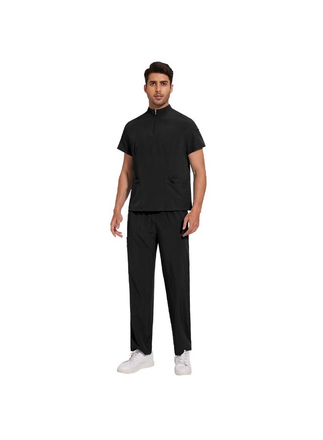 NIBEMINENT Scrubs Medical Uniform Solid Color Workwear Unisex Elastic Breathable Nurse Uniform Doctor Clinic Hospital Accessories Men Women - Image 1