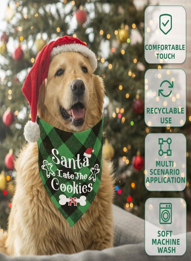 duludulu 4 Pack Merry Christmas Dog Bandanas Classic Plaid Xmas Dog Christmas Scarf Bibs Kerchief Gift Set for Medium Large Pets - Image 4