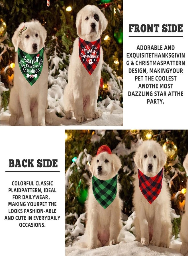 duludulu 4 Pack Merry Christmas Dog Bandanas Classic Plaid Xmas Dog Christmas Scarf Bibs Kerchief Gift Set for Medium Large Pets - Image 5