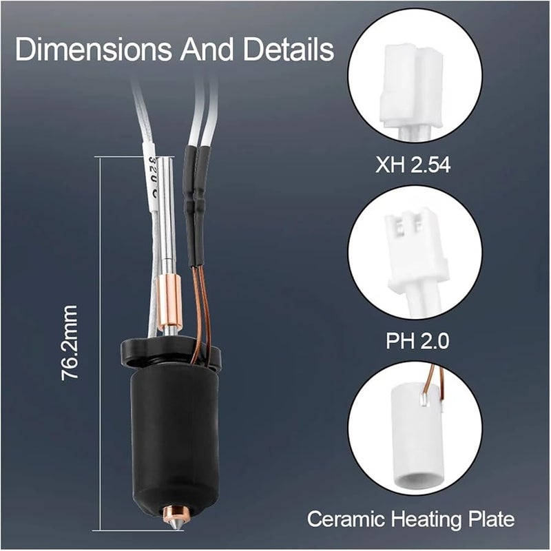 كرياليتي متوافق 0.8 مم طقم النهاية الساخنة فوهة فولاذ مقوى كتلة تسخين سيراميك - Image 4