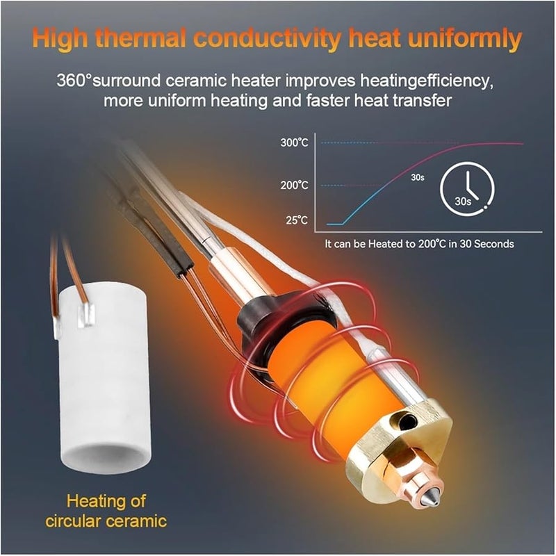 كرياليتي متوافق 0.8 مم طقم النهاية الساخنة فوهة فولاذ مقوى كتلة تسخين سيراميك - Image 5