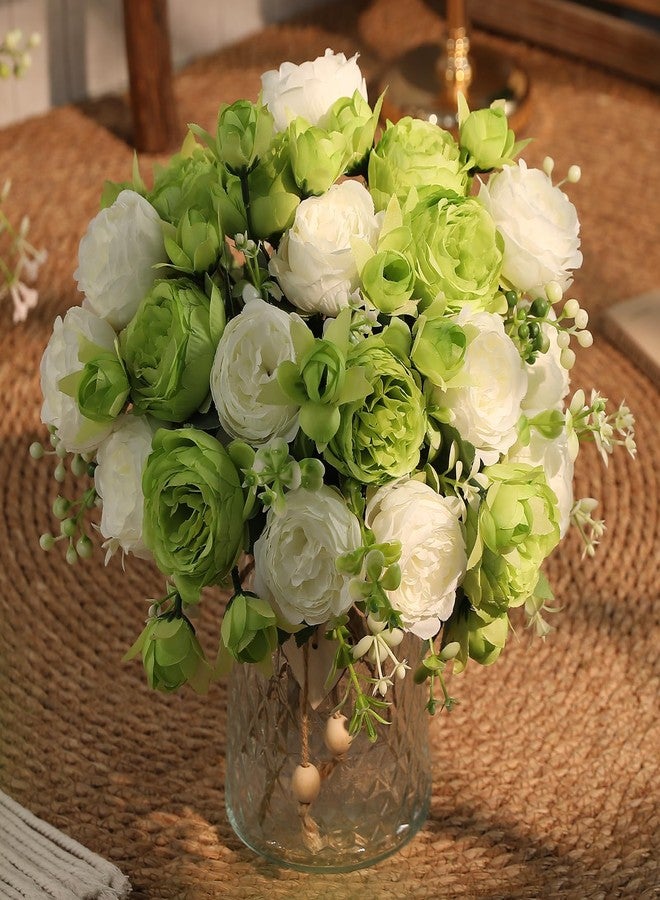 Floweroyal 4 Bunches Peony Artificial Flowers Green Flowers Silk Peonies Bouquets for Wedding Party Table Centerpieces Floral Arrangement Home Kitchen Decor - Image 5