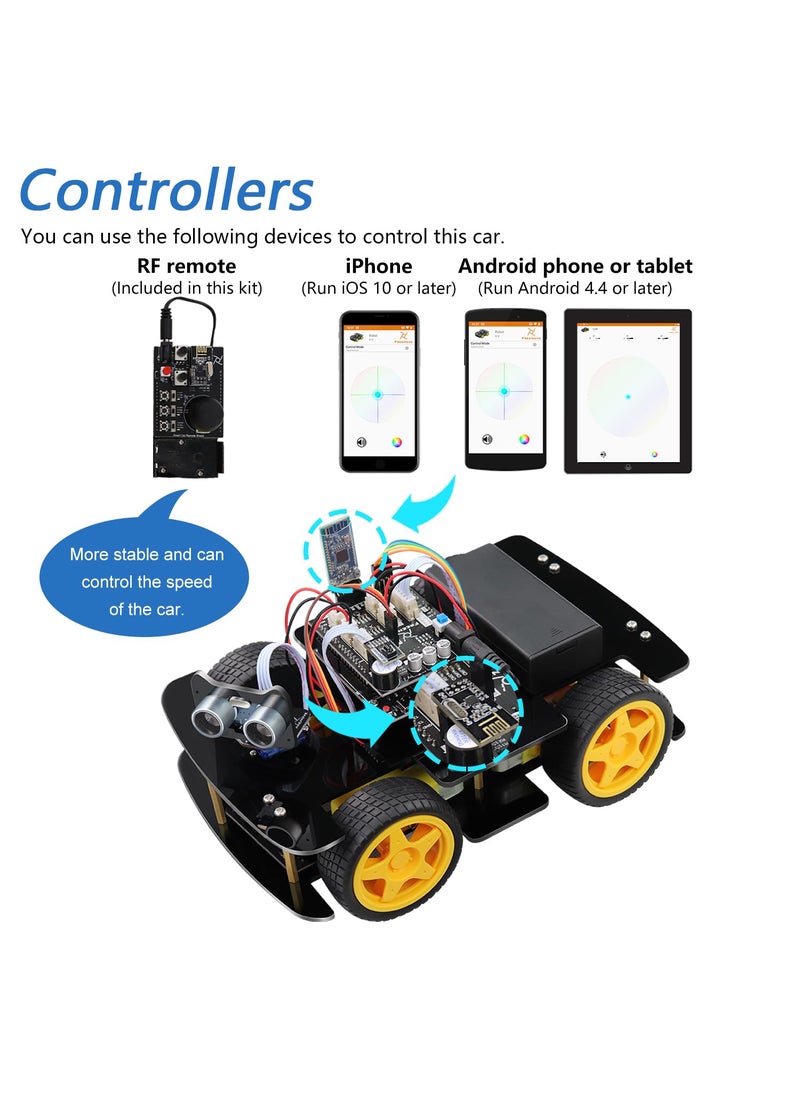 FREENOVE Freenove 4WD Car Kit with Remote (Compatible with Arduino IDE), Line Tracking, Obstacle Avoidance, Ultrasonic Sensor, Wireless Control Motor Servo  - Image 5