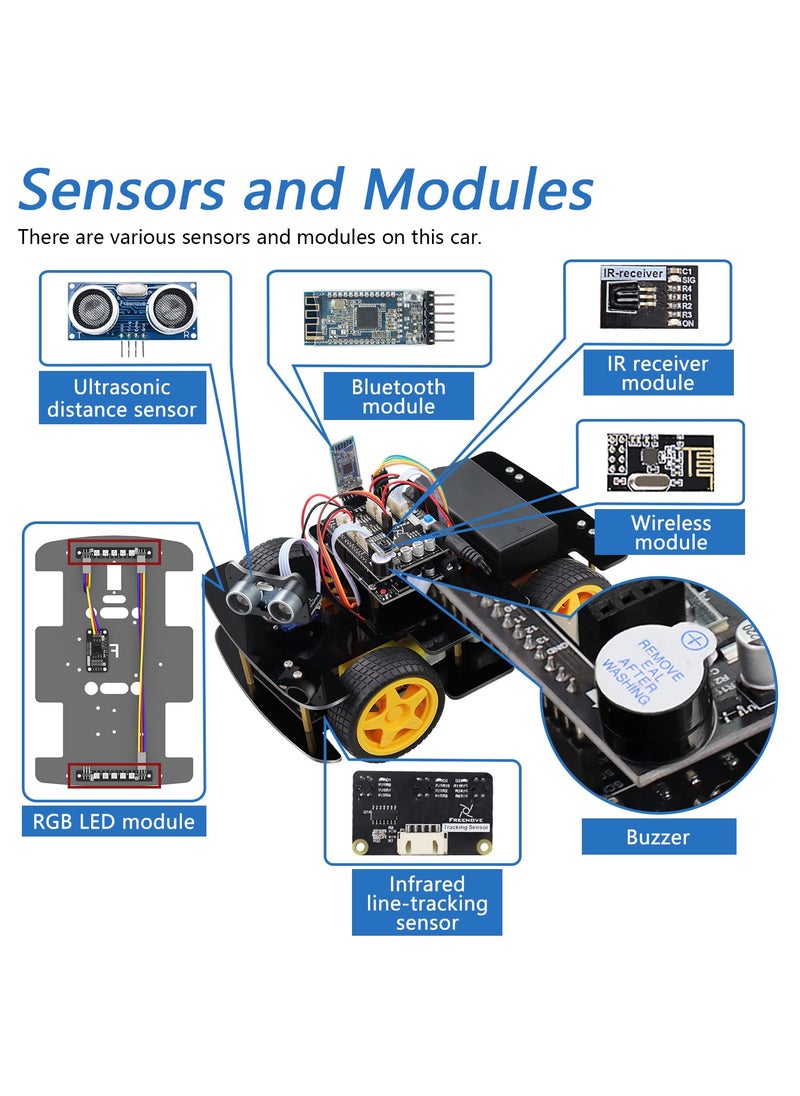 FREENOVE Freenove 4WD Car Kit with Remote (Compatible with Arduino IDE), Line Tracking, Obstacle Avoidance, Ultrasonic Sensor, Wireless Control Motor Servo  - Image 4