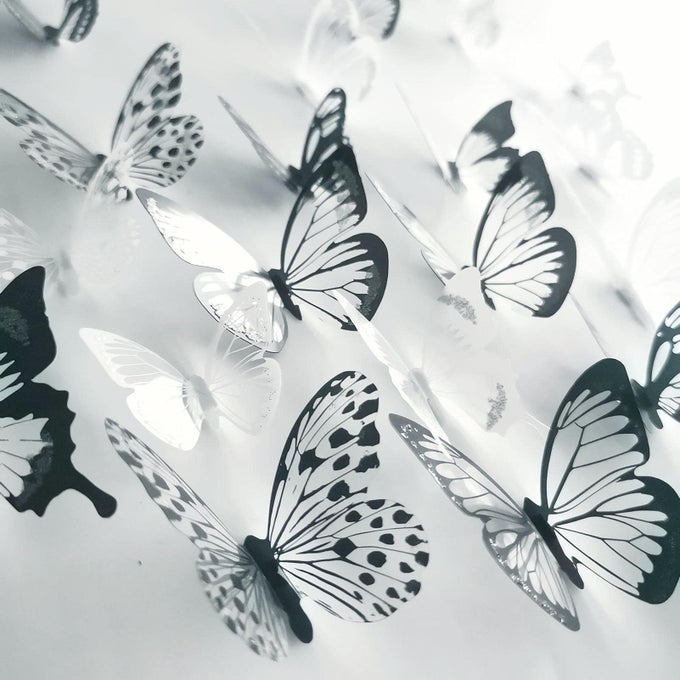 90PCS 3D BUTTERFLY WALL DECORDECORATIVE BUTTERFLIES FOR DECALSBLACK DECOR PARTY BIRTHDAY WEDDING DECORATION STICKERS FOR DIY BEDROOM LIVING ROOM