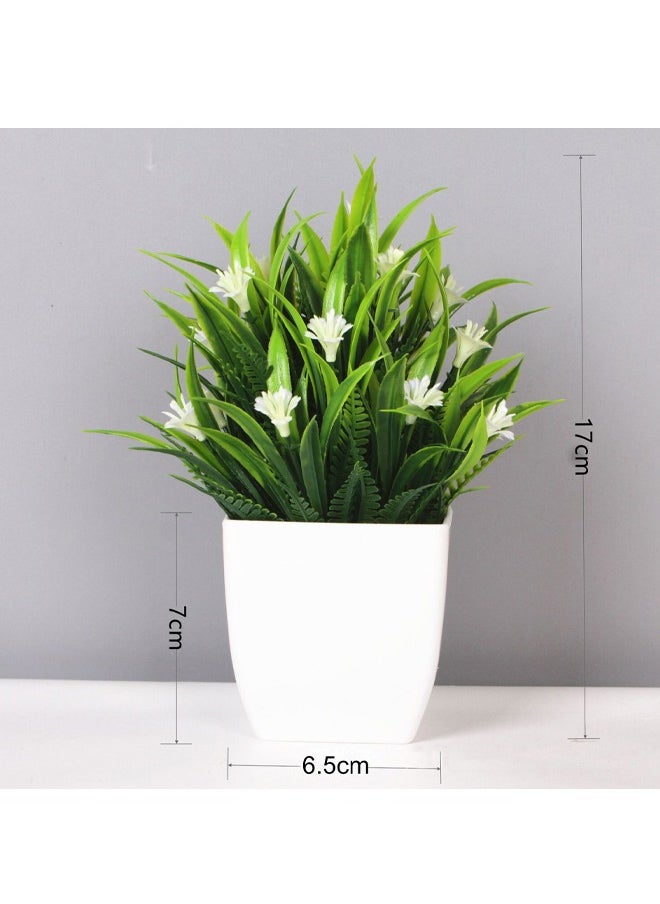 GUSGU 4 Pack Mini Artificial Flowers in Pot, Small Fake Greenery Plants, Faux Plastic Plants for Indoor Home Decor Living Room Bedroom Desktop Bookshelf Decoration StyleB  - Image 3