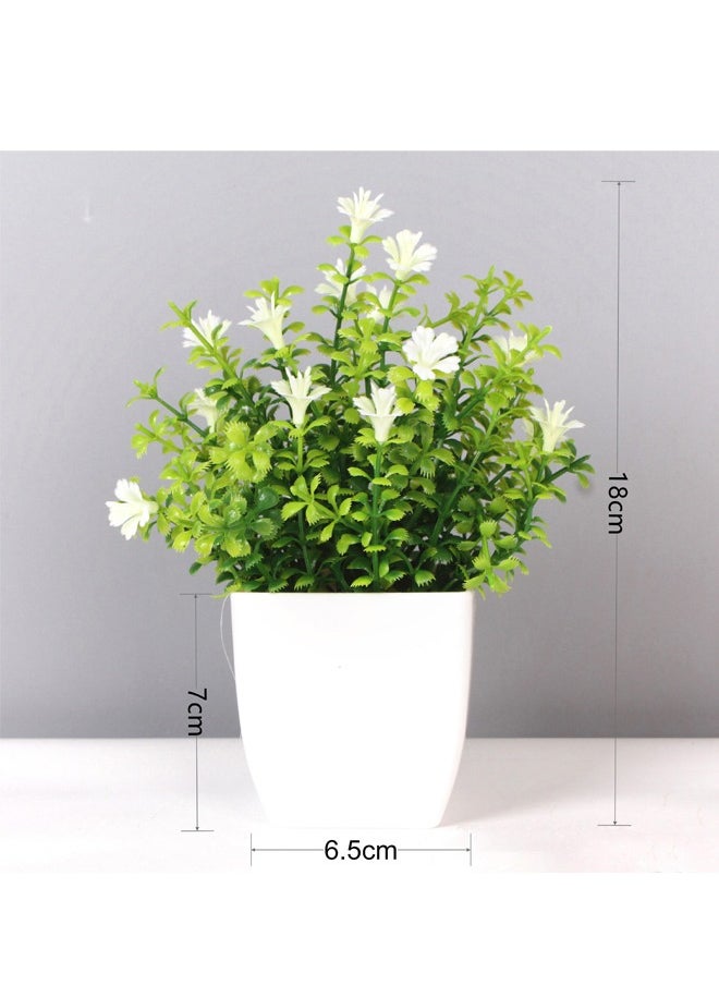 GUSGU 4 Pack Mini Artificial Flowers in Pot, Small Fake Greenery Plants, Faux Plastic Plants for Indoor Home Decor Living Room Bedroom Desktop Bookshelf Decoration StyleB  - Image 2