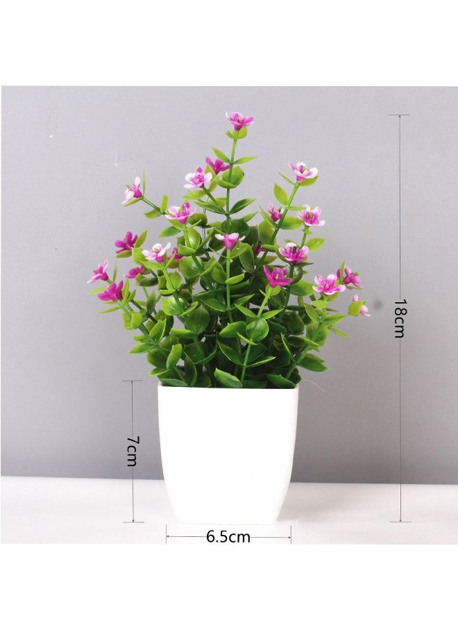 GUSGU 4 Pack Mini Artificial Flowers in Pot, Small Fake Greenery Plants, Faux Plastic Plants for Indoor Home Decor Living Room Bedroom Desktop Bookshelf Decoration StyleB  - Image 4