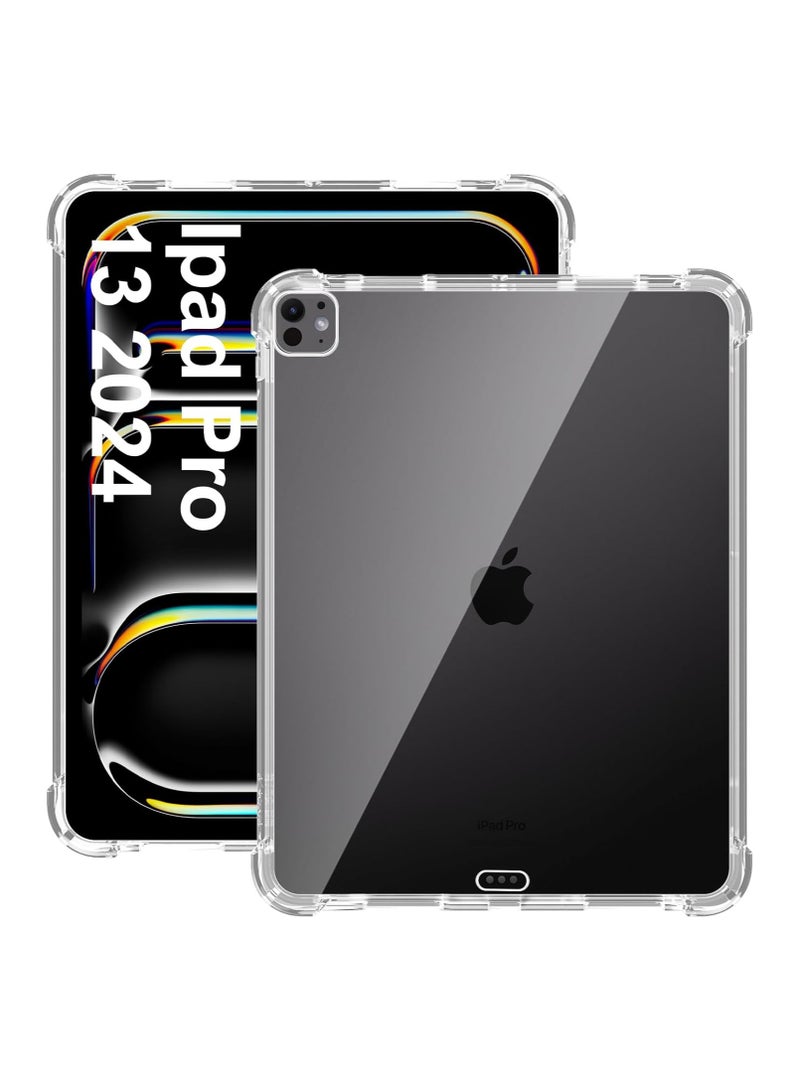 عام لحافظة iPad Pro (M4) 13 Inch (2024)، حافظة شفافة رقيقة للخلفية مصنوعة من مادة TPU الناعمة المضادة للصدمات 【تدعم القلم/القلم Pro】 - Image 1