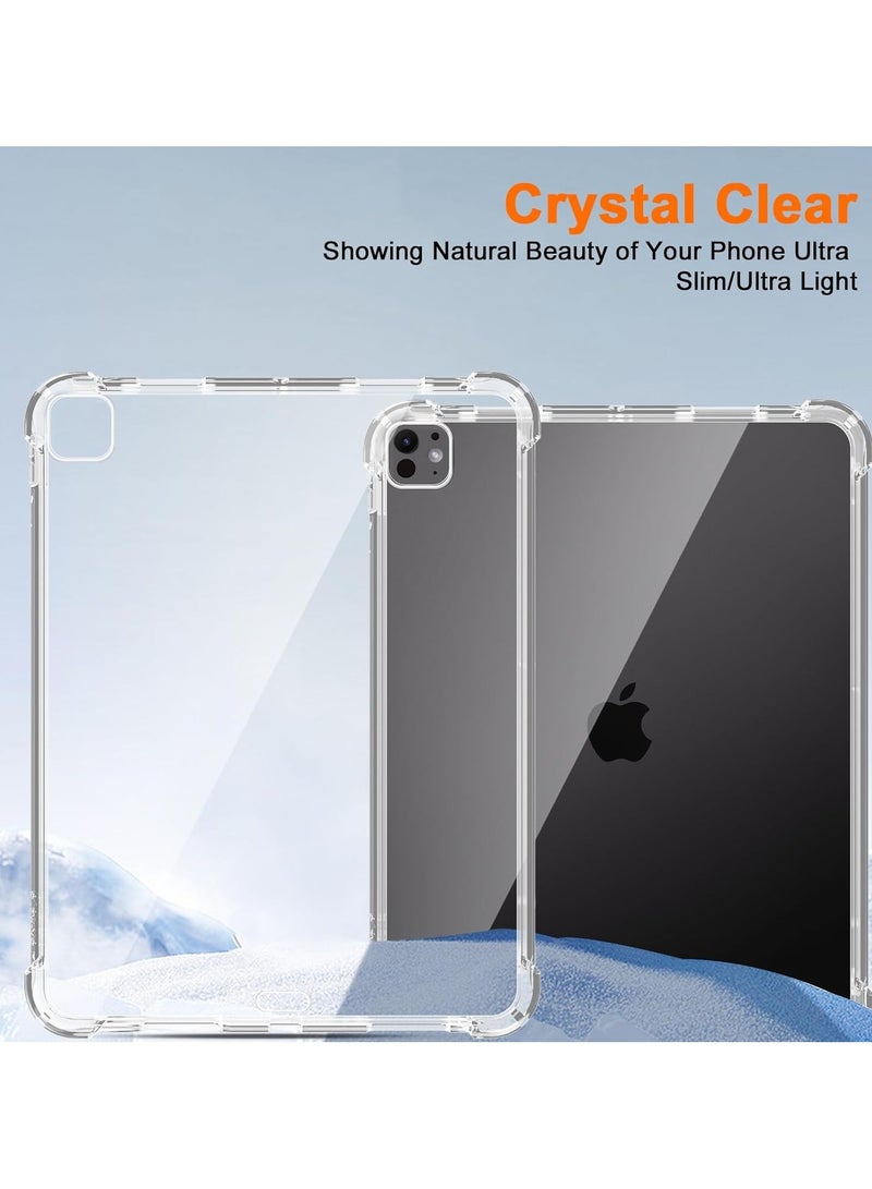 عام لحافظة iPad Pro (M4) 13 Inch (2024)، حافظة شفافة رقيقة للخلفية مصنوعة من مادة TPU الناعمة المضادة للصدمات 【تدعم القلم/القلم Pro】 - Image 3