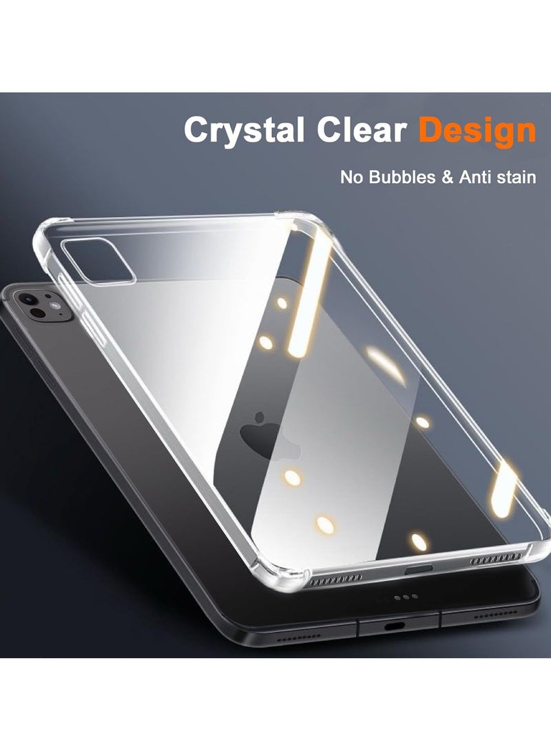 عام لحافظة iPad Pro (M4) 13 Inch (2024)، حافظة شفافة رقيقة للخلفية مصنوعة من مادة TPU الناعمة المضادة للصدمات 【تدعم القلم/القلم Pro】 - Image 2