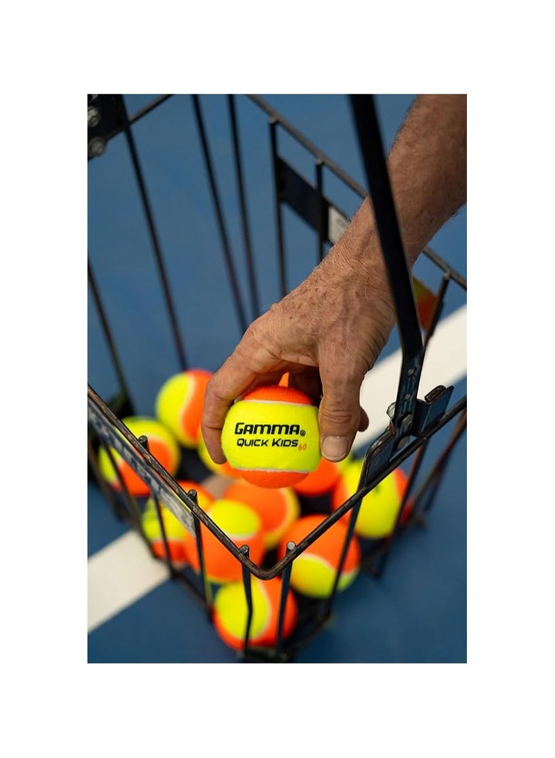 Gamma Quick Kids | bag of 12 ,  60' court Training Tennis Balls for Kids & Beginners, Low-Compression Core Reduces Speed & Bounce, Great for Tennis Practice, USTA & ITF Approved for 10 & Under Tournaments - Image 4