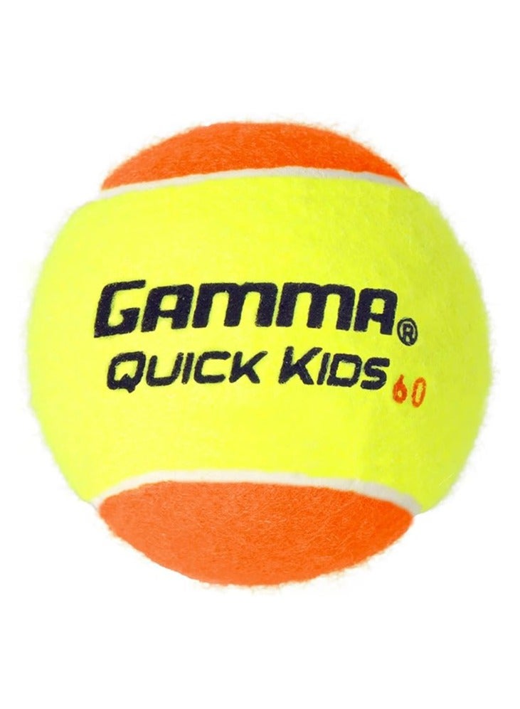 Gamma Quick Kids | bag of 12 ,  60' court Training Tennis Balls for Kids & Beginners, Low-Compression Core Reduces Speed & Bounce, Great for Tennis Practice, USTA & ITF Approved for 10 & Under Tournaments - Image 2