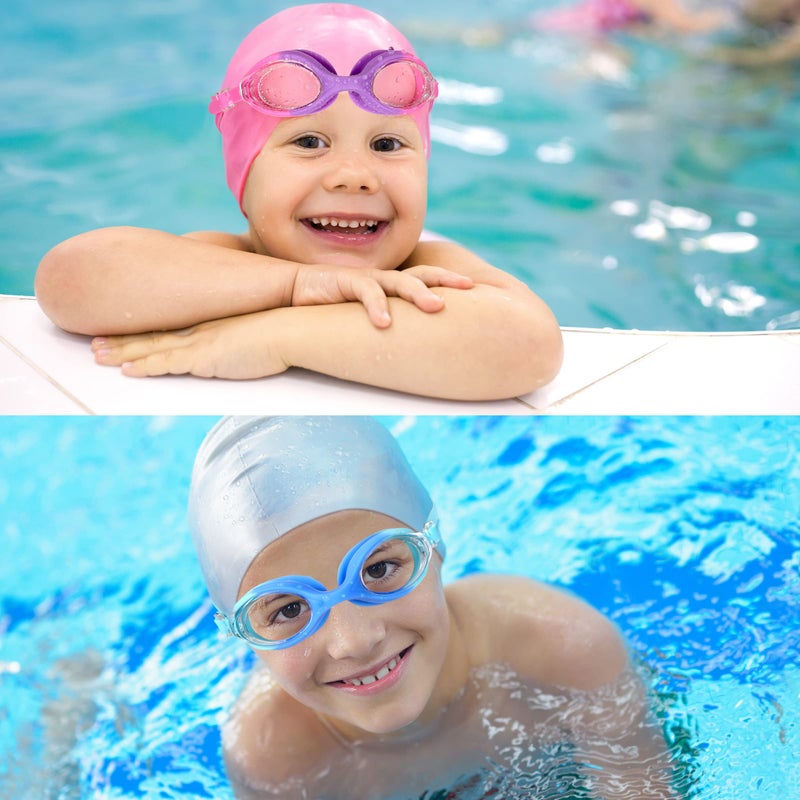 EWPJDK Kids Swim Goggles - 2 Pack Swimming Goggles Anti Fog Anti-UV No Leaking For Children Teens Boys & Girls Age 3-15 (Purple & Blue) - Image 2