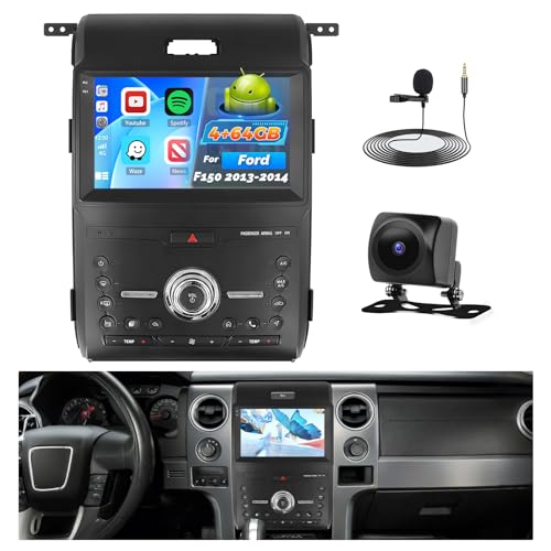 Roinvou Car Radio for Ford F150 2013 2014: [4G+64G] 9 inch Car Stereo with Wireless Carplay Android Auto, Touch Screen Upgrade for F150 with Bluetooth5.0/32EQ/1280 * 720P/GPS/5GHzWiFi/DSP/EQ - Image 1