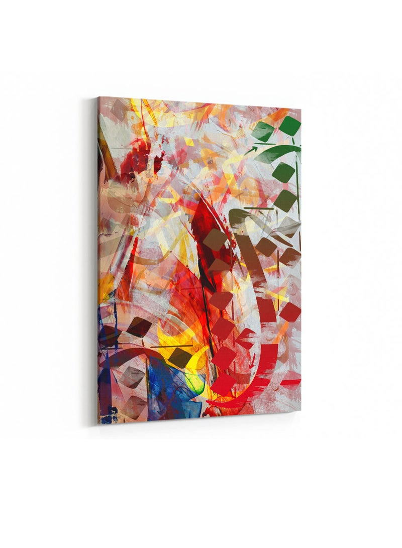 لوحة كانفاس على إطار خشبي بتصميم فن تجريدى للخط العربي الإسلامي - Image 4