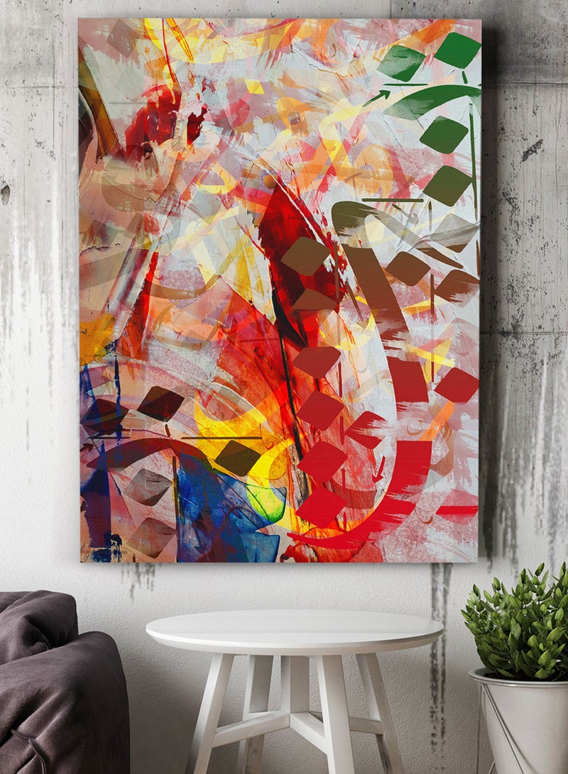 لوحة كانفاس على إطار خشبي بتصميم فن تجريدى للخط العربي الإسلامي - Image 3