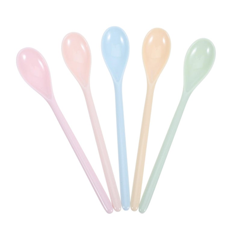 5 Pcs Long Handle Plastic Spoons For Kids Safe Sturdy Utensils Independent Eating - Image 2