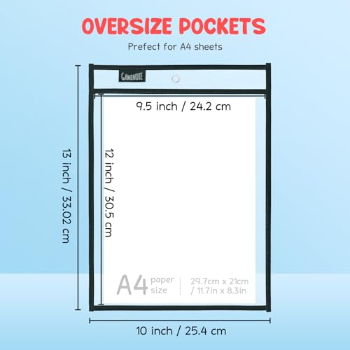 Gamenote Dry Erase Pockets 30 Pack with Rings, Oversized Reusable Plastic Sleeves Shop Ticket Holders Sheet Protectors Teacher Supplies Organization for Classroom Must Have (Black) - Image 2