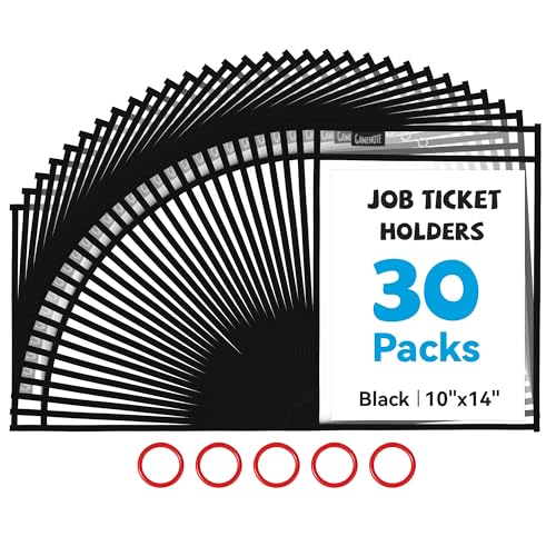 Gamenote Dry Erase Pockets 30 Pack with Rings, Oversized Reusable Plastic Sleeves Shop Ticket Holders Sheet Protectors Teacher Supplies Organization for Classroom Must Have (Black) - Image 1