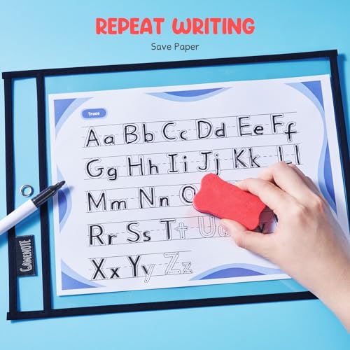 Gamenote Dry Erase Pockets 30 Pack with Rings, Oversized Reusable Plastic Sleeves Shop Ticket Holders Sheet Protectors Teacher Supplies Organization for Classroom Must Have (Black) - Image 4