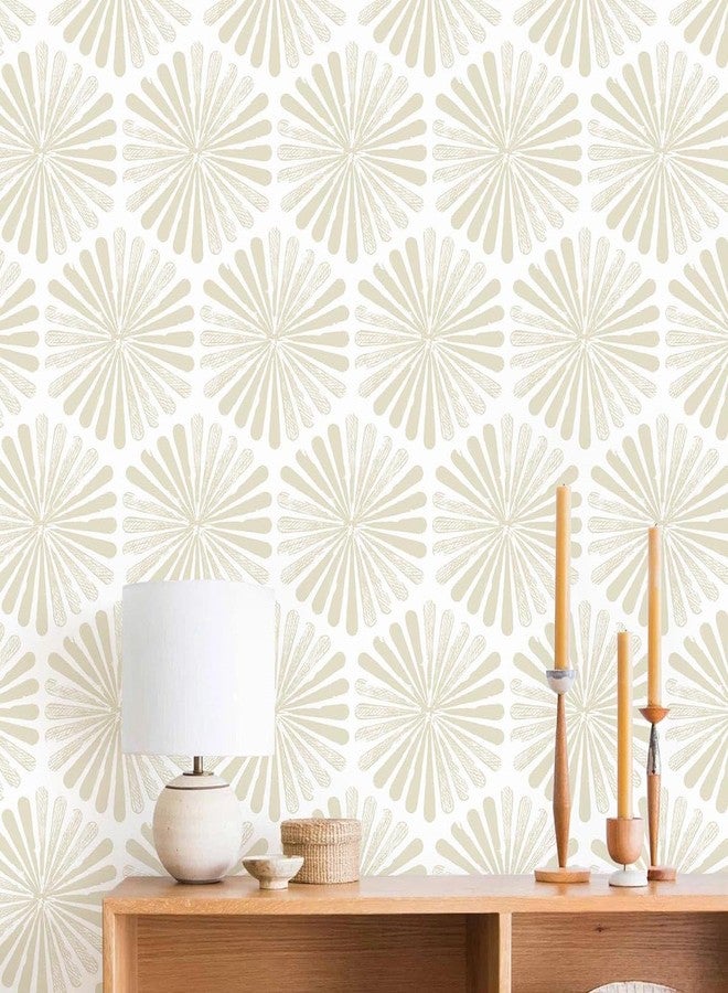 Naphite Modern Peel and Stick Wallpaper Boho Contact Paper Self Adhesive Removable Wallpaper for Bathroom Waterproof Geometric Contact Paper Cabinets Farmhouse Beige Striped Wall Decor 17.3inW 78.7inL - Image 1