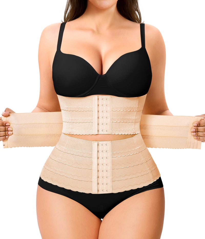 Nebility Waist Trainer for Women Corset Shapewear Tummy Control Segmented Waist Cincher Workout Girdle(Beige, S) - Image 1
